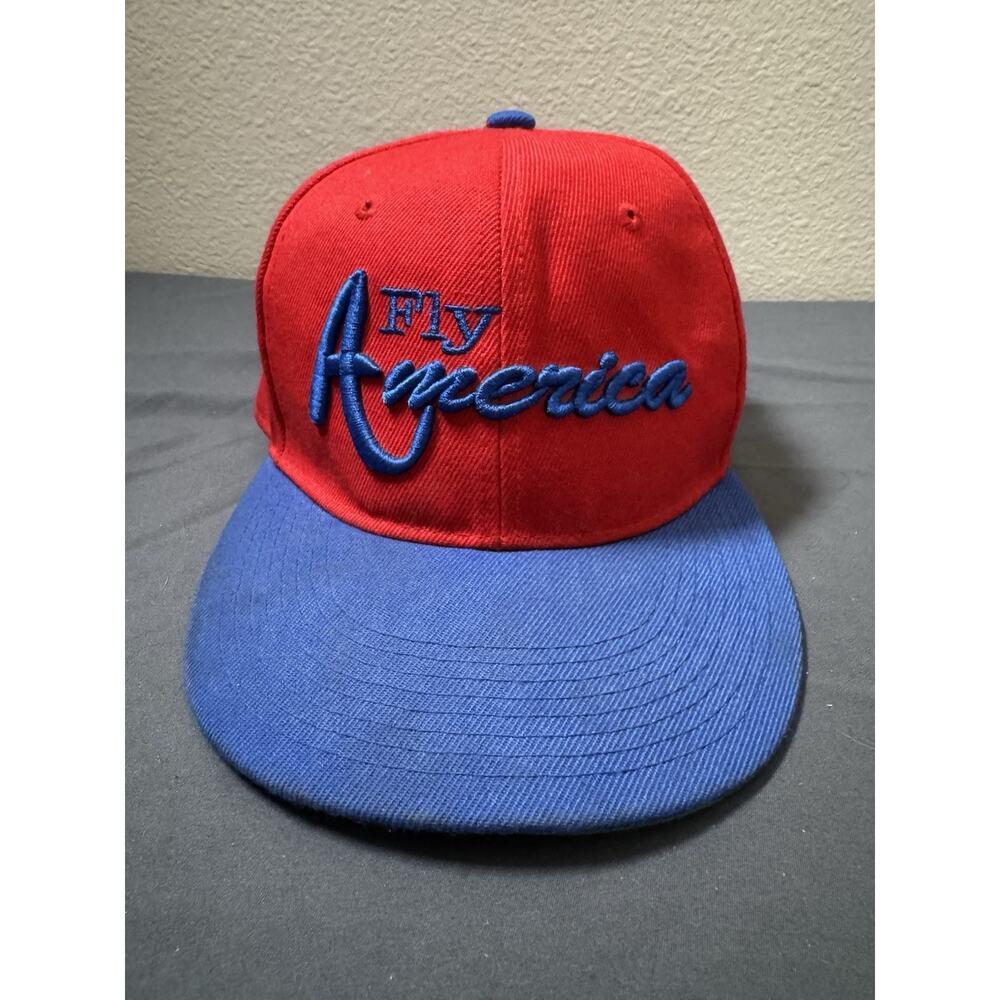 Vintage Fly America Amarillo Texas Snapback Hat Red Blue